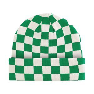 Beechfield Unisex Adult Checkerboard Beanie / Kelly Green/Off White